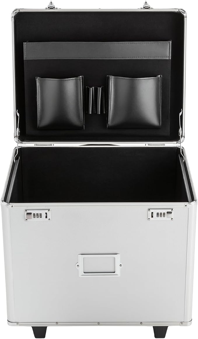 Fireproof Document Box, Fire Proof Portable Safe For Home Documents,Portable Stackable File Bins With Trolley Transport, Portable File Box With Handle for Home Office
