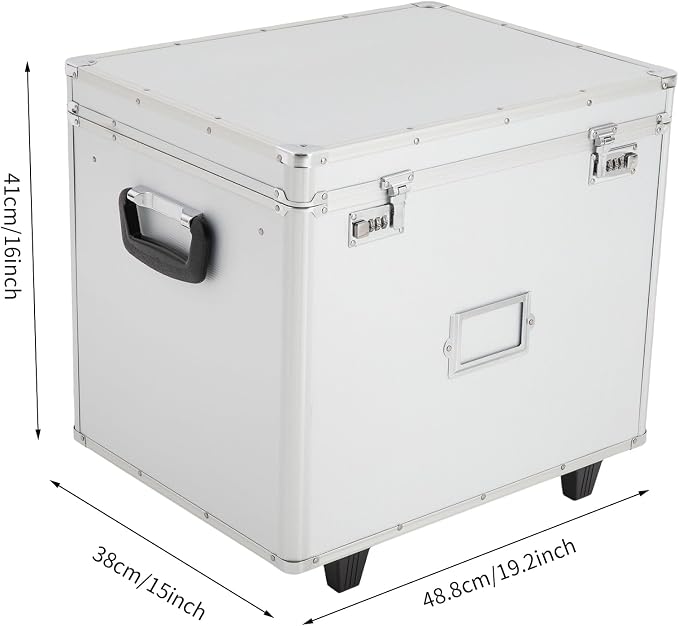 Fireproof Document Box, Fire Proof Portable Safe For Home Documents,Portable Stackable File Bins With Trolley Transport, Portable File Box With Handle for Home Office