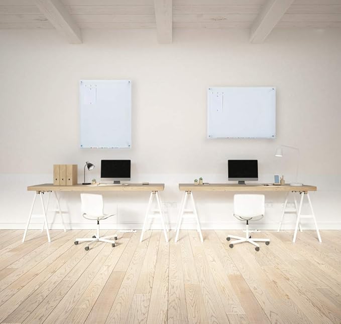 Audio-Visual Direct Magnetic White Glass Dry-Erase Board Set - 4' x 3' - Includes Magnets, Hardware & Marker Tray