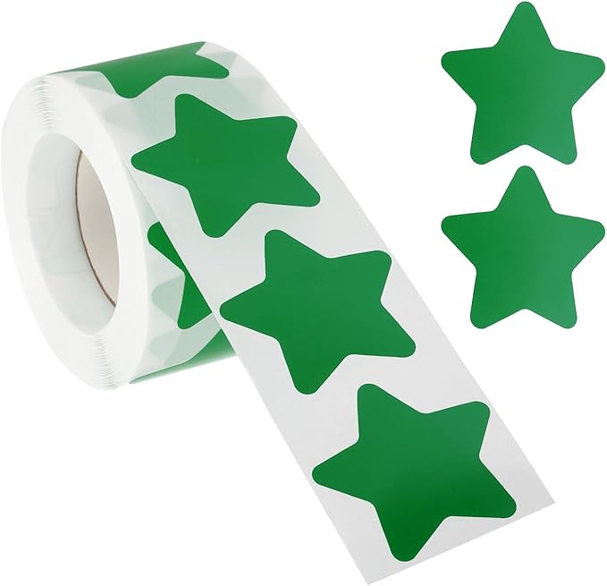 PATIKIL Star Stickers Roll 1.5", 500 Pcs Self-Adhesive Reward Stickers for Classroom Teacher Supplies and DIY Craft, Green