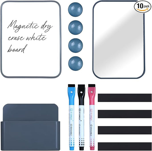 Denylo pro Magnetic Locker Accessories Kit Back to School Essentials Locker Organizer Supplies Includes Whiteboard Mirror Storage Box Dry Erase Marker and More fo Back to School Essentials，Gray