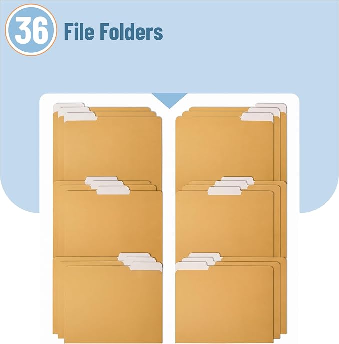 Mr. Pen- Poly File Folders with Tabs, 1/3 Cut Tab, 36 Pack, Letter Size, Golden Sand, Plastic File Folders Letter Size (8.5 x 11 inches) for Office, School, Business, Documents Files Paper