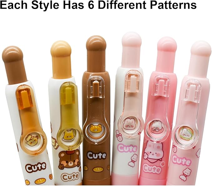 Maydahui 8 Pcs Cute Mini Bunny and Bear Pens Kawaii Rabbit Pen Retractable Short Small Pocket Size Changeable Images Black Ink for Purse Notebook Shcool Office