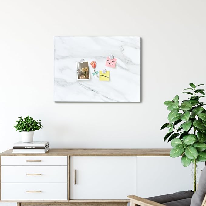 Marble Print Magnetic Dry Erase Board, 29.5x19.7 inches Decorative White Board for Wall with Design, Frameless Dry Erase Board for Wall, Magnets Included（DLS,5075,1pc）
