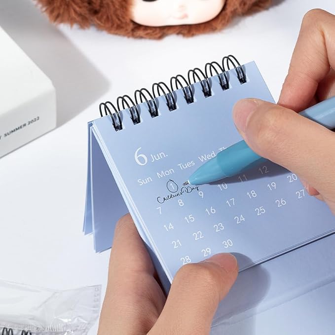 Mini Desk Calendar 2026-2027, January 2026 until July 2027, Small Desk Calendar Standing Flip Monthly Calendar Twin-Wire Binding with Stickers for Home Office School (White)
