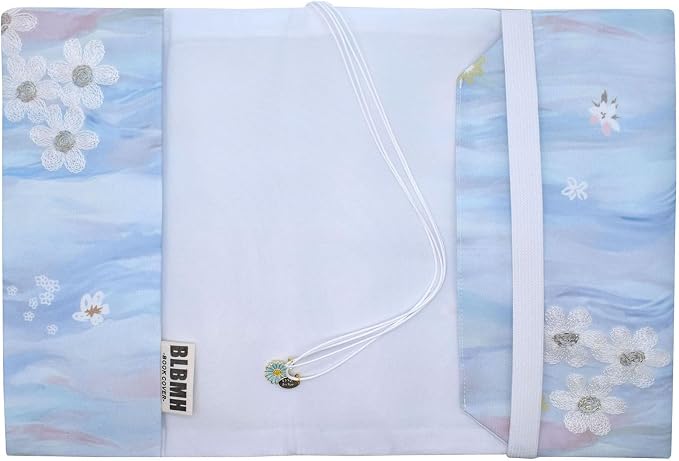 BLBMH 6x9 Bible Book Cover for Women, Non-Stretch Fabric Protector for Paperback, Handmade Soft Cloth Sleeve with Bookmark for Journals Notebooks | Privacy Reading Gift - Flower B