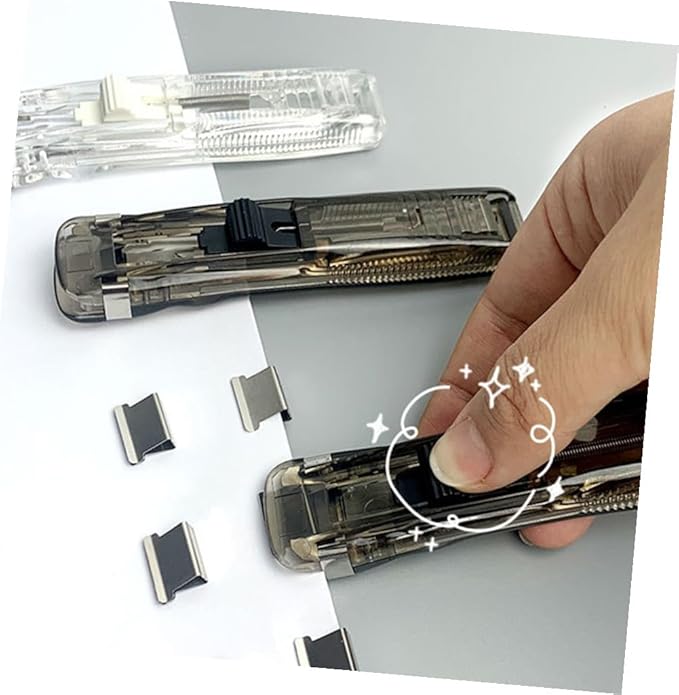 INOOMP Multi-Function Desk Stapler Set 2 Black Staplers and 200 Reusable Staples, Office Paper Fastener for Document Binding and File Organization, Home and Office Use