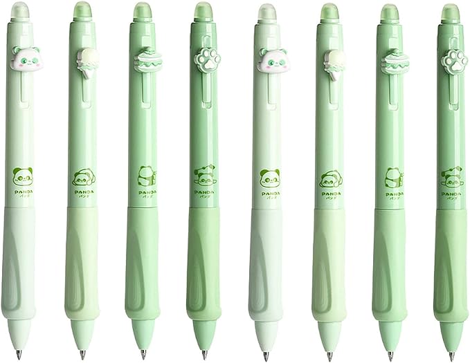 YYaaloa 8pcs Cute Retractable Erasable Gel Pens Fine Point 0.5mm Blue Black Inks Make Mistakes Disappear for Writing Planner and Crossword Puzzles (Green)