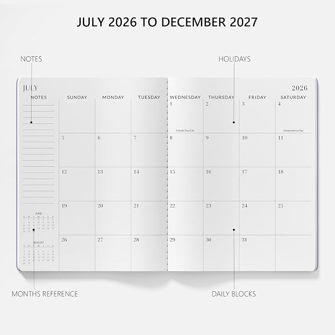 Monthly Planner 2026-2027, Jotsome 18 Months Calendar Planner from July 2026 to December 2027, 8.5"x11", Stitched Binding, Soft Cover, Daily Monthly Personal Planner for School Plan, Study and Schedule, Florals