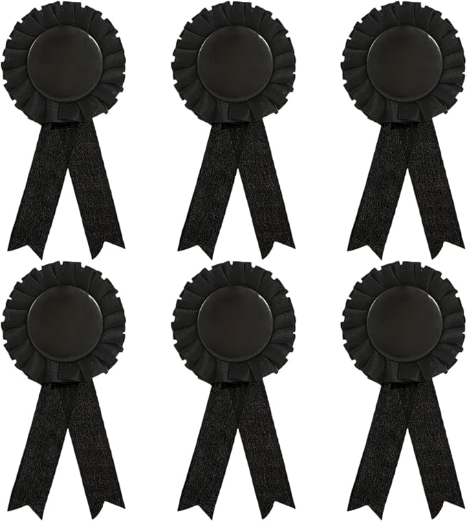 6 Pcs Award Rosette Ribbons Blank Prize Ribbons Medal Winner Ribbons Participation Victory Ribbons Recognition Competition Ribbons Black