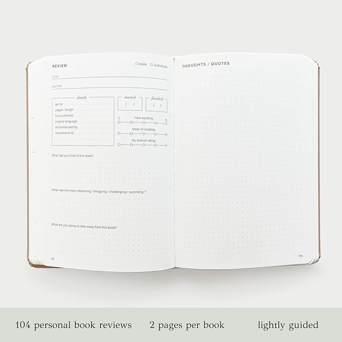 Kunitsa Co. Reading Journal - 105 reviews. Review and Track Your Reading. Book Journal for Book Lovers & Readers. Latte
