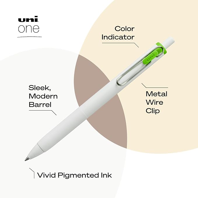 uniball one Retractable Gel Pens, Medium Point (0.7mm), Assorted Ink, 5 Pack
