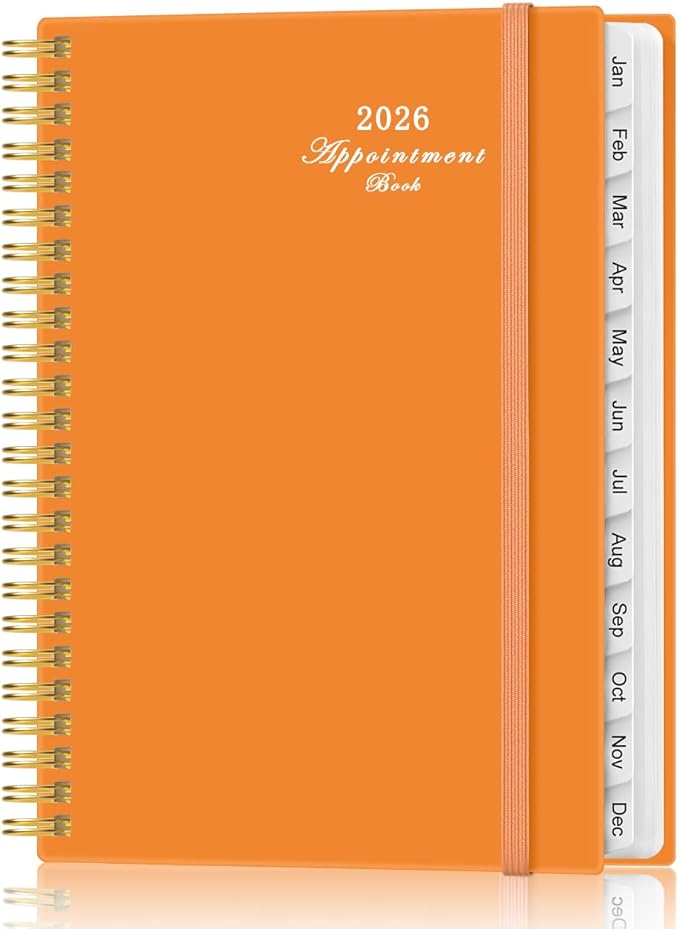 2026 Appointment Book & Planner - 2026 Daily Hourly Planner from January 2026 - December 2026, Weekly Appointment Book with 30-Minute Interval, Medium 6.4" x 8.5", Orange-D