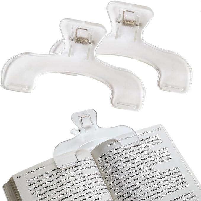 Transparent Book Page Holder for Reading, Book Opener Holder Convenient for Reading Teaching and Fixing Music Book, Page Marker Clips for Teacher Clerk 2Pcs