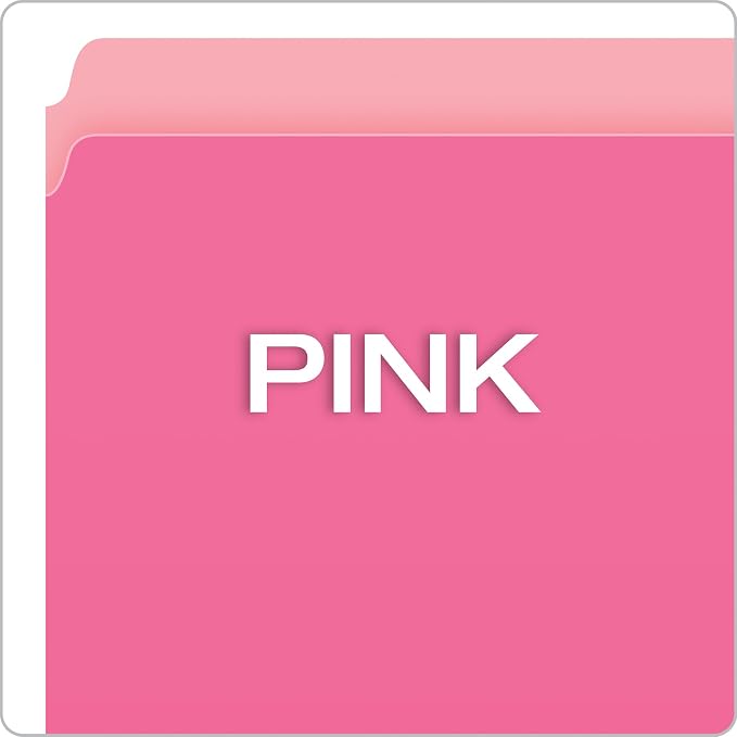 Pendaflex 152PIN Colored File Folders, Straight Cut, Top Tab, Letter, Pink/Light Pink, Box of 100 (Pack of 5)