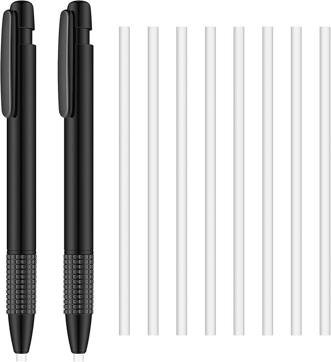 Eersida Retractable Eraser and Refill Mechanical 3.8 mm Pen Style Art Erasers for Artists Drawing Painting, Students Teacher Adult Office School Family(2 Packs)