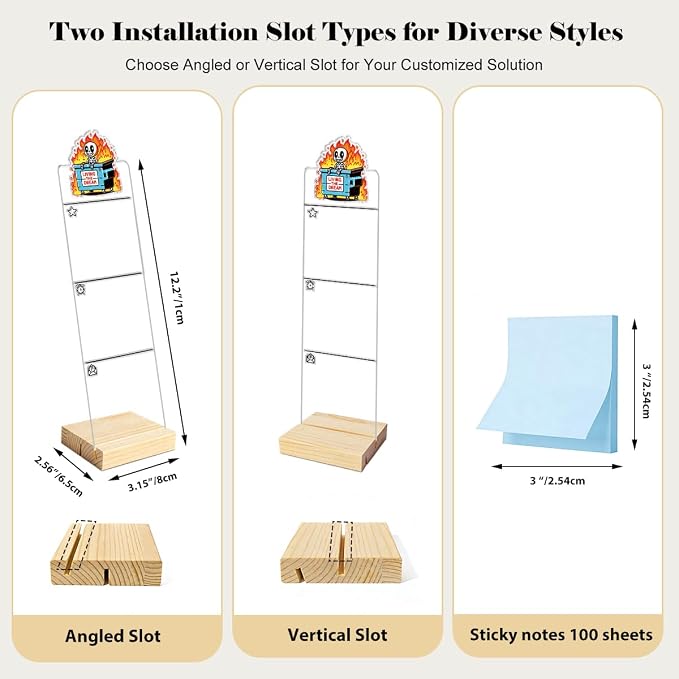 Monitor Memo Board Computer Monitor Memo Board Sticky Note Organizer Dumpster Fire Desk Accessories Acrylic Desk Accessories Removable Wooden Base Set Sticky Notes 100 Sheets 11.8×3.1 inches