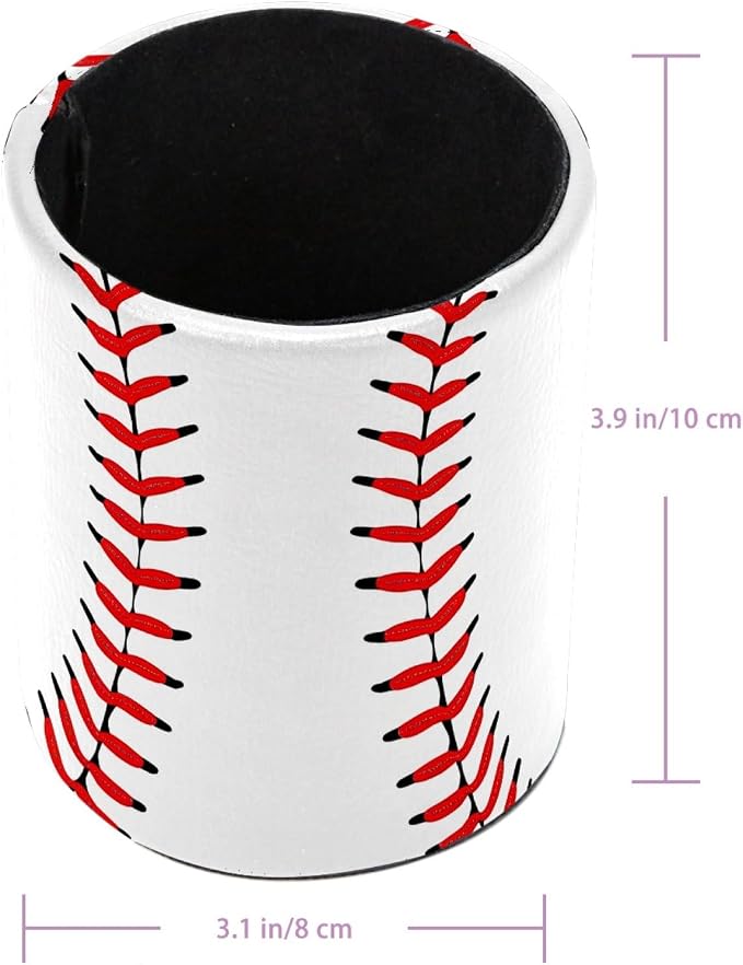 Baseball Pen Holder Pencil Organizer Cute Pencil Cup Desk Decor Makeup Brush Holder PU Multifunctional Office Supplies for Home Classroom School