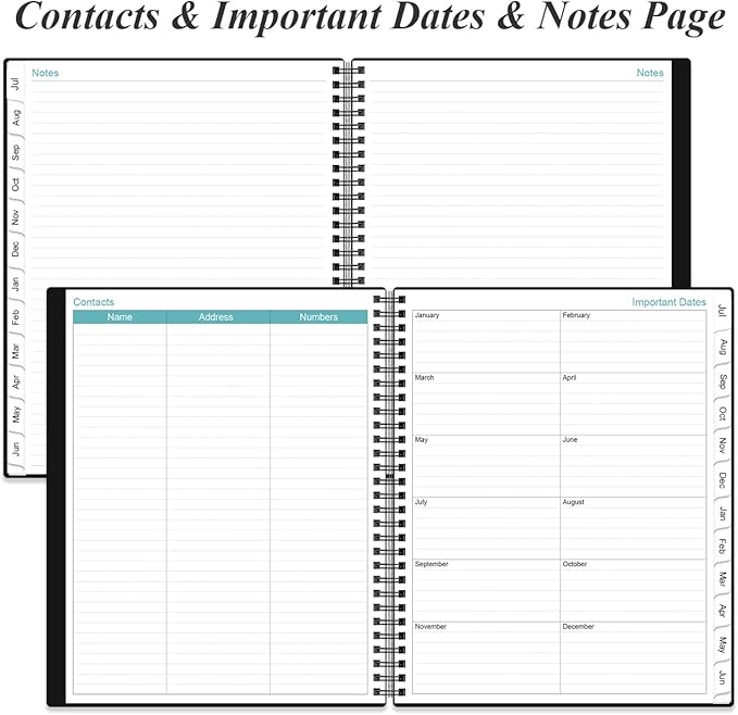 2026-2027 Planner - Planner 2026-2027 from July 2026 to June 2027 with 12 Monthly Tabs, Flexible Cover, Inner Pocket, 8.5" x 11", Black-C