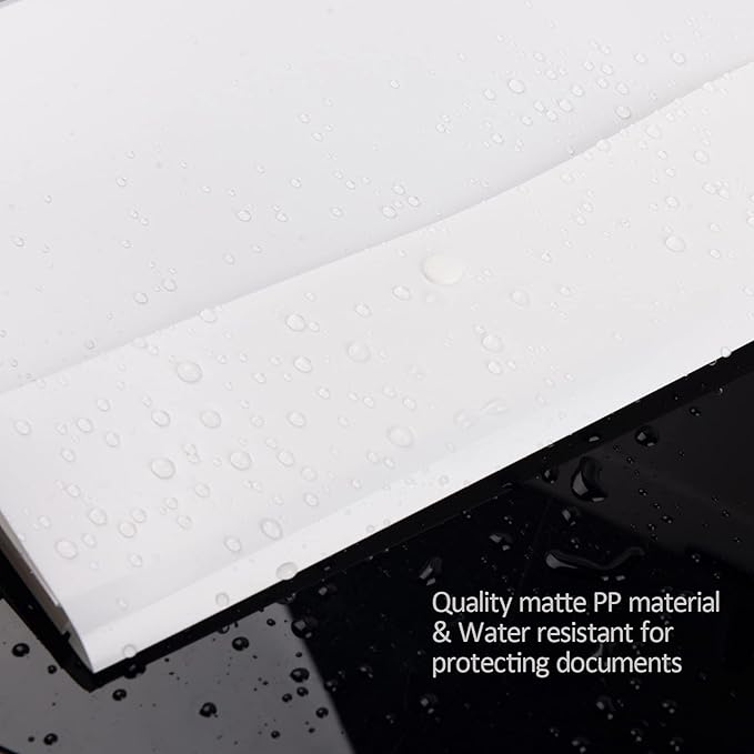 VANRA Expanding Poly File Jacket Filing Envelope File Folder Pockets Document Holder Organizer A4 Letter Size with Snap Button (White, Pack of 5)