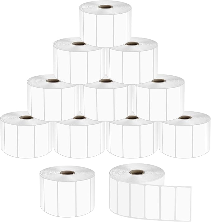 9527 Product 2" x 1" Sticker Labels, 12,000 Direct Thermal Labels, 12 Rolls