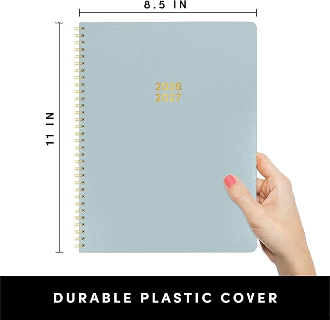 PAPERAGE 2 Year Monthly & Yearly Planner, 24 Months (January 2026 - December 2027), 8.5 in x 11 in, Spiral Bound 2026-2027 Planner with Monthly & Yearly Views, Note Pages & Trackers - Slate