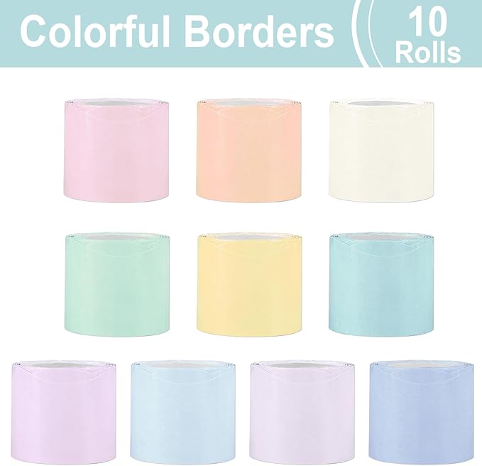 Wiooffen 10 Rolls 262ft Colorful Borders for Bulletin Board Scalloped Trim Bulletin Board Decorations Classroom Borders for Bulletin Board Back to School Supplies Office Wall Chalkboard Decor(Pastel)