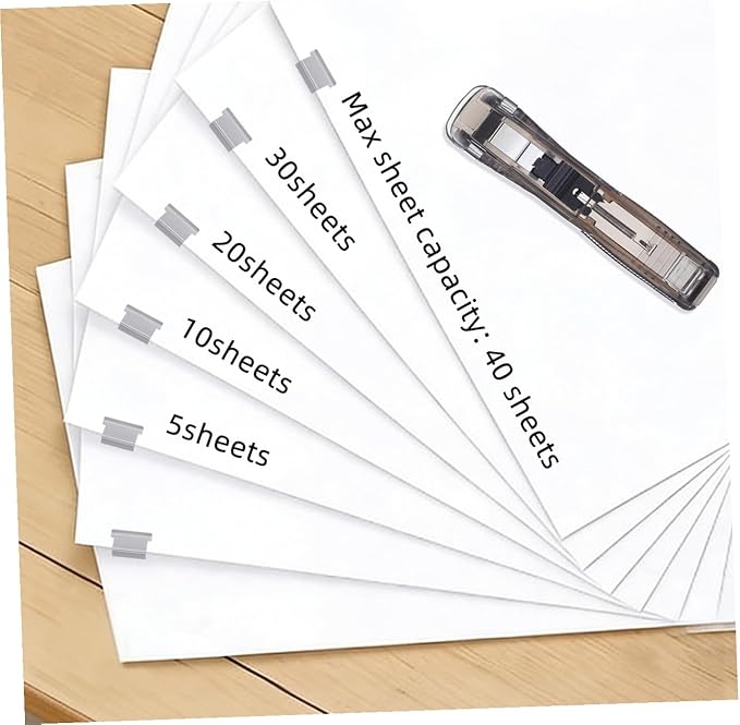INOOMP Creative Non-Marking Desktop Stapler and Portable Document Binding Tool 200pcs Refill Clips, Office Paper Clamp for Study and File Organization