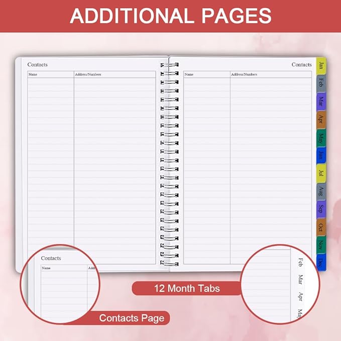 2026 Planner - Weekly & Monthly Planner Runs Jan 2026 to Dec 2026, 6.25" x 8.25", 12 Monthly Tabs, 14 Notes Pages, Inner Pocket, Flexible Cover with Twin-Wire Binding, Planners 2026 (Red, 6.25" x 8.25")