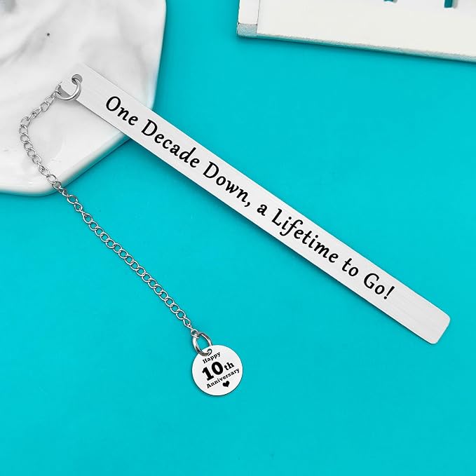 10 Year Anniversary Bookmark Gifts for Women Men Ten Tenth Anniversary Bookmark for Him Her Couple 10th Wedding Anniversary Marriage Presents for Wife Husband