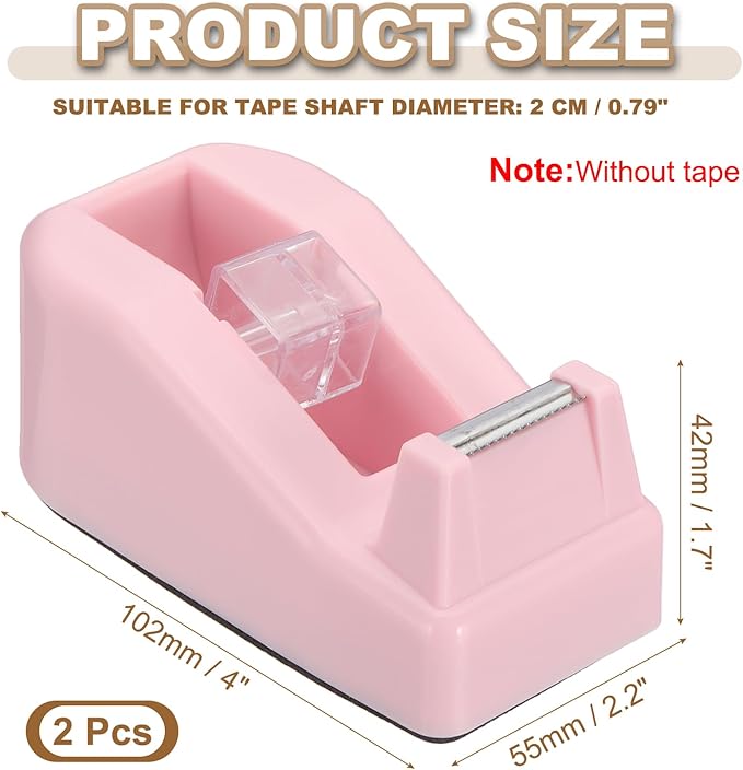 PATIKIL 2pcs Tape Dispenser Desk, Small Tape Dispenser Cute Desktop Dispenser, Rose Gold