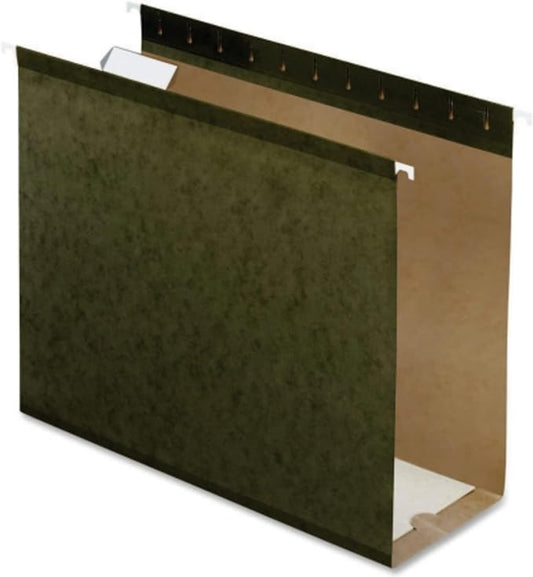 Pendaflex Extra Capacity Reinforce d Hanging File Folders, 4", Letter Size, Standard green, 1/5 Cut, 25/BX (4152x4)