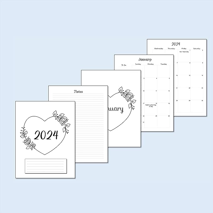 2026 Monthly Planner Calendar Refills for 9 Disc Classic Planners, Loose-Leaf Inserts, 12 Month 9-Disc Planner, 7x9.25 Size Monthly Calendar Refills (Love)