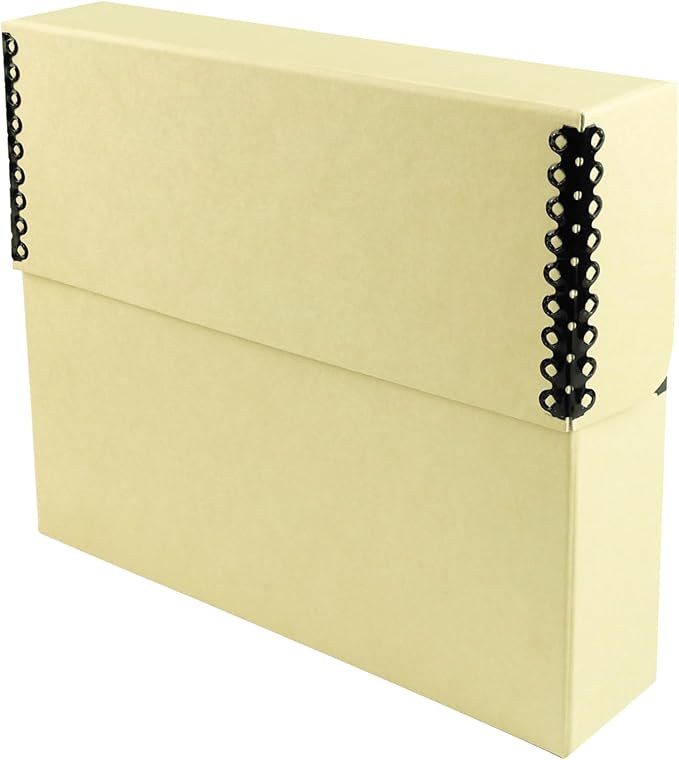 Lineco Archival Document Storage Box with Metal Edge, Acid-Free Tan Boxboard, Organize and Store Files, Prints, Photos, Letter-Sized Case 12.5" x 10.5" 2.5" Wide