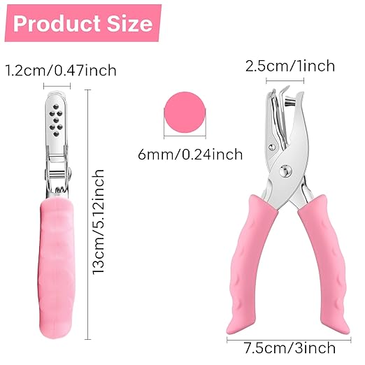 NEBURORA Pink Single Hole Puncher Metal with Soft-Handled Bundle Pink Mini Effortless Desktop Staplers with 400 Standard Staples