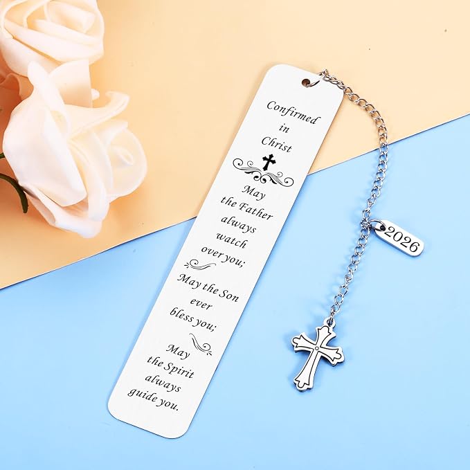 2026 Confirmation Gifts for Teenage Girls Boys Catholic Confirmation Bookmark Gifts First Communion Gifts for Girls Boys Christian Religious Baptism Gifts for Godson Daughter Christmas Birthday Gifts