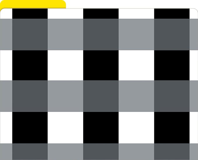 Barker Creek Designer File Folders Set of 12, Buffalo Plaid & Wide Stripes, Plaids, Stripes on Outside, Yellow on Inside, Letter Size, 1/3 Cut Tabs, 12-Pack, Home, School and Office Supplies (1341)