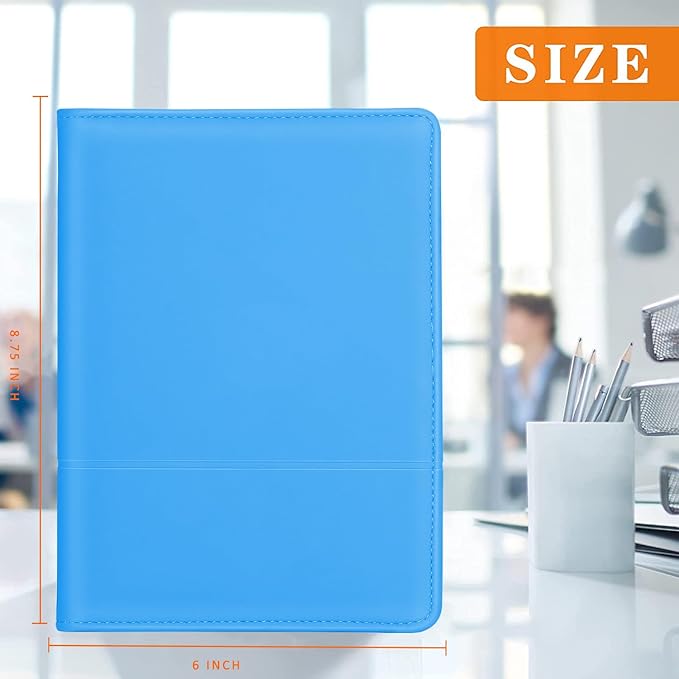 Padfolio/Portfolio Binder, Mini Padfolio Portfolio Binder 5 x 8 Legal Writing Pad, A5 Document Organizer Folder for Men Women,Blue