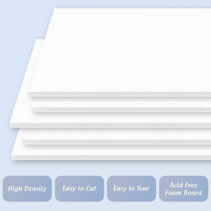 Golden State Art, 10 Pack White Foam Board 8X10 Inch, 3/16'' Thick, Acid Free Foma Core Poster Board for Mounting, Crafts, Art, Presentation