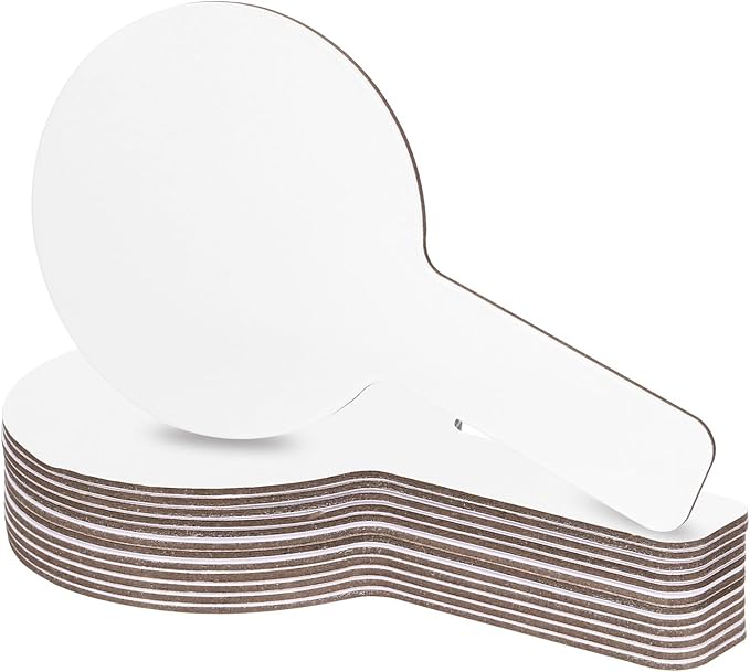 PATIKIL 9x5in Thickened Dry Erase Paddles, 12Pcs Handheld Double Side Circle Answer Paddle Dry Erase Boards for Voting Game Teaching Classroom Office Party