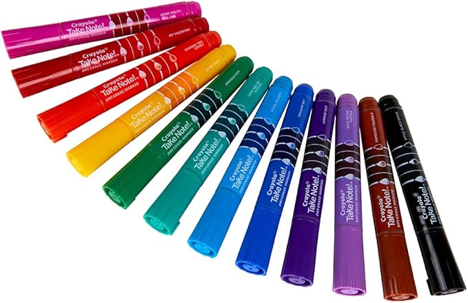 Crayola Take Note Dry Erase Markers for School (12ct) Teacher Classroom Supplies, Chisel Tip Whiteboard Markers, Spring Crafts, Low Odor