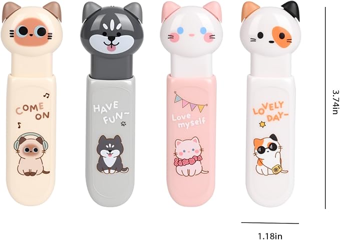 Cute Cat Correction Tape,3-Count Pack of Correction Tape, Easy to Use Applicator with Tear-Resistant Tape for Office or School Supplies (kawaii)