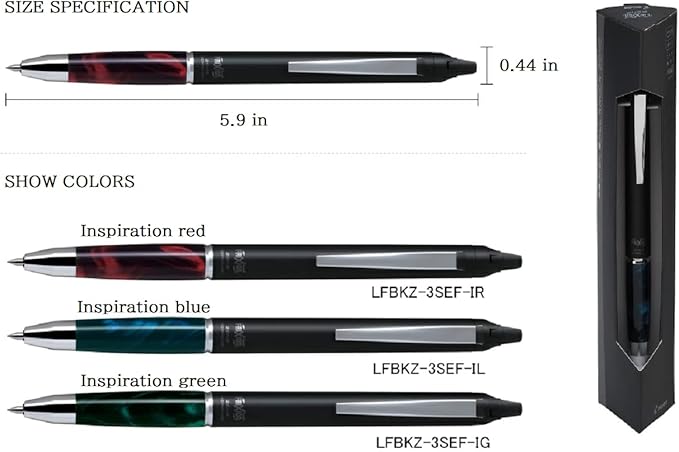 Pilot Japan Frixion Ball Knock Zone 0.5mm Inspiration Blue Black Ink LFBKZ-3SEF-IL Japan Import With Original Stylus Ballpoint Touch Pen