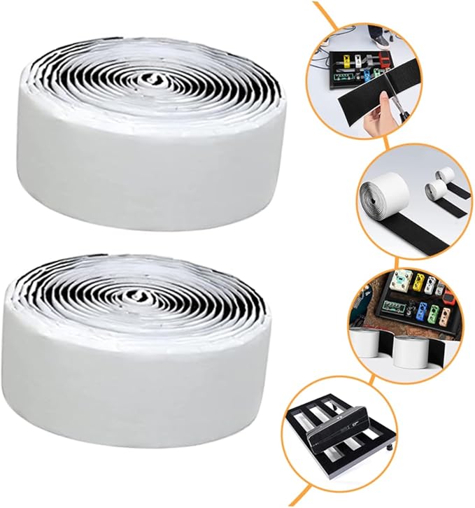 2rolls Electric Guitar Pedal Mounting Tape Hook and Loop Fasteners Durable Grip for Secure Pedal Board Setup for Guitarists and Musicians
