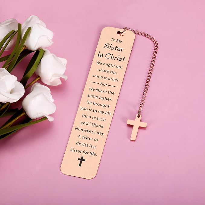 to My Sister in Christ Bookmark, Mother Day Secret Sister Gifts for Women Christian, Religious Baptism Gift for Women, Inspirational Bible Verse Bookmark