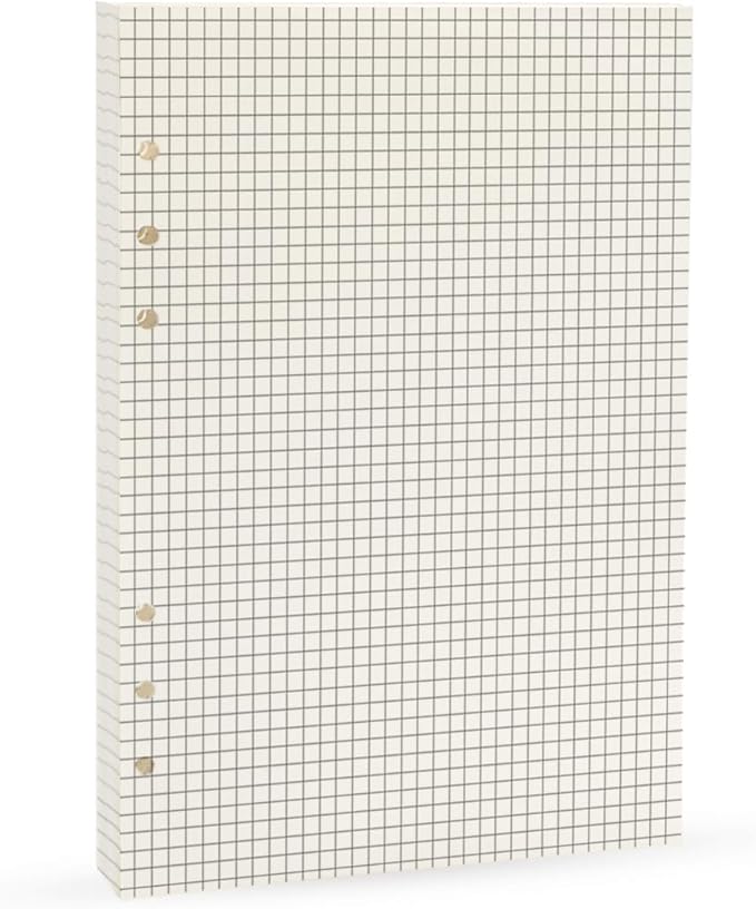 Grid Square Spiral Notebook Refill,A5 Planner Inserts 6 Ring Binder Refill, for Filofax, 90 pages double sided printed, Harphia(A5 5.59 x 8.27'',Gridsquare)