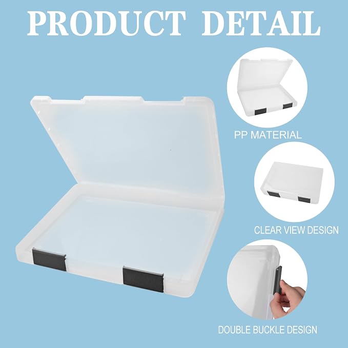 12 Pcs Clear A4 A5 File Box Document Plastic Storage Box with 48 Labels File Holder Organizer Box Paper Plastic Case Magazine Protector with Buckle Office School Supplies(Black)