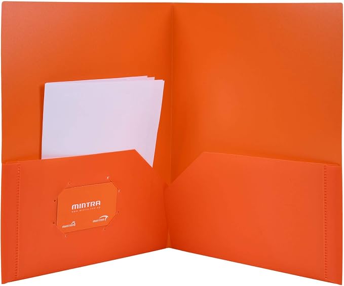 Mintra Office Poly Pocket Folders (Orange, 8pk)