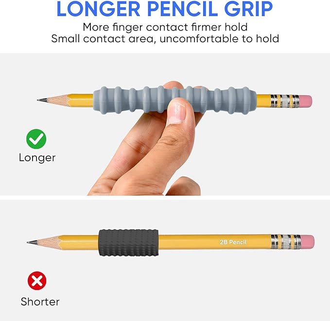 8-Pack Textured Silicone Pencil Grips–Sensory Fidget Sleeves for Kids& Adults,ADHD &Autism Anxiety Relief,Quiet Classroom&Travel Fidget Tool for Focus, Fidget Gifts Back-to-School Essentials