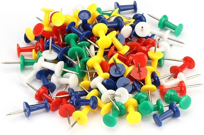 100 Pcs Colourful Reusable Plastic Push Pins Map Drawing Push Pins for Home Office Craft Projects Nice and Clever, Tape, Adhesives and Fasteners